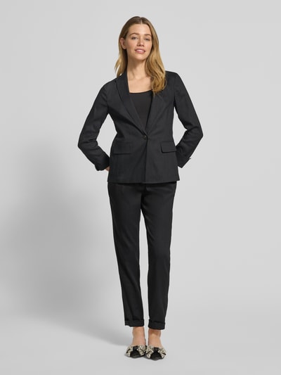 Marc Cain straight fit linnenbroek met viscose Zwart - 1