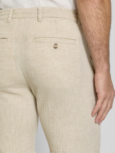 Lindbergh Regular Fit Bermudas aus Baumwoll-Leinen-Mix Sand 3