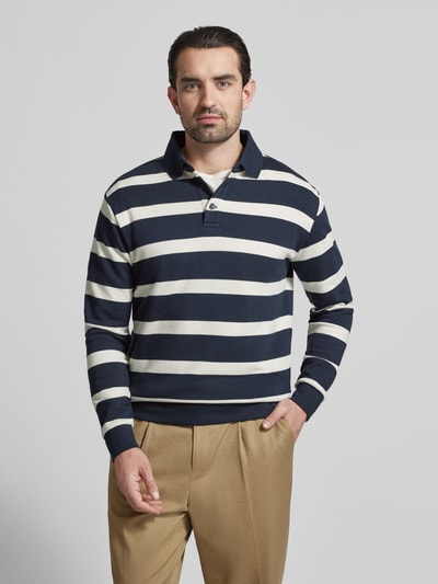 Lindbergh Koszulka polo o kroju relaxed fit z wzorem w paski Granatowy 4