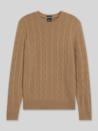 BOSS Regular Fit Strickpullover aus Schurwoll-Kaschmir-Mix Modell 'HETICO' Beige 2