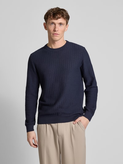 Jack & Jones Premium Strickpullover mit Strukturmuster Modell 'TRAVIS' Dunkelblau 4