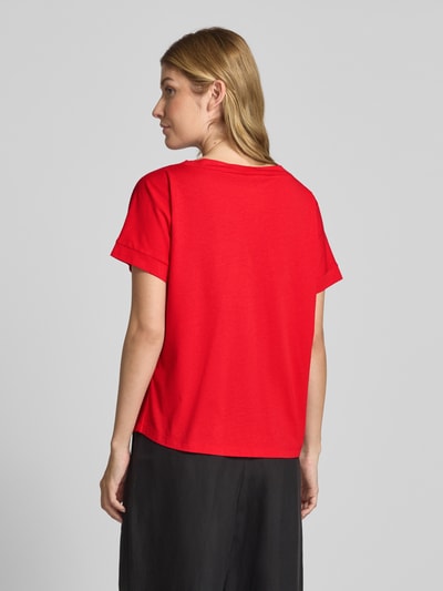monari T-Shirt mit geripptem Rundhalsausschnitt Hellrot 5