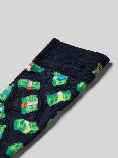 Happy Socks Socken mit Motiv-Stitching Modell 'Money Money' Dunkelblau 2