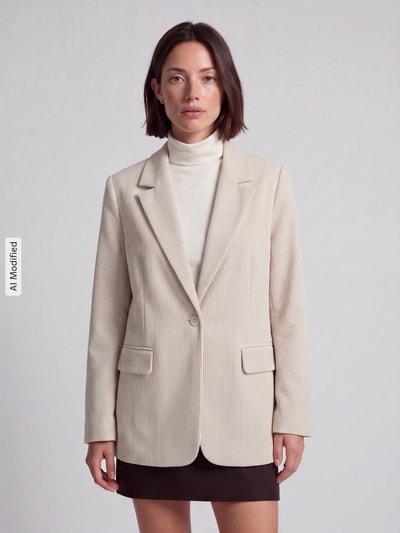 VERO MODA Loose Fit Longblazer mit steigendem Reverskragen Modell 'NORA' Beige 4
