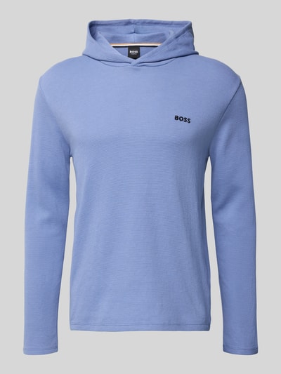 BOSS Comfort Fit Langarmshirt aus Baumwoll-Mix Modell 'WAFFLE' Jeansblau 1