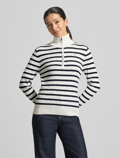 GANT Strickpullover mit Stehkragen und Reißverschluss Ecru 4