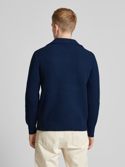 SELECTED HOMME Strickpullover mit gerippten Abschlüssen Modell 'LAND' Dunkelblau 5