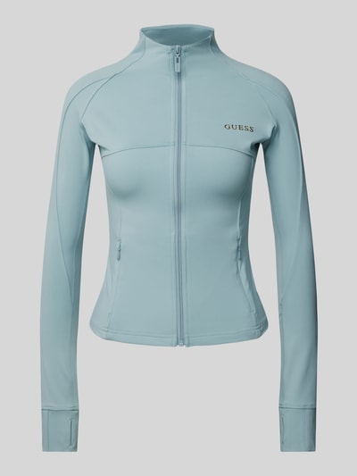 Guess Activewear Sweatjack met labelapplicatie, model 'MARIKA' Lichtblauw - 3