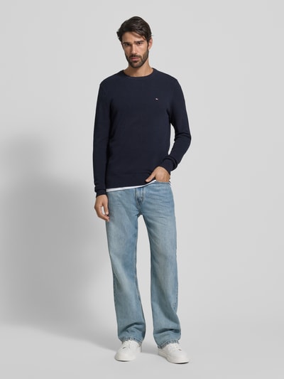 Tommy Hilfiger Regular Fit Strickpullover aus reiner Baumwolle Marine 1