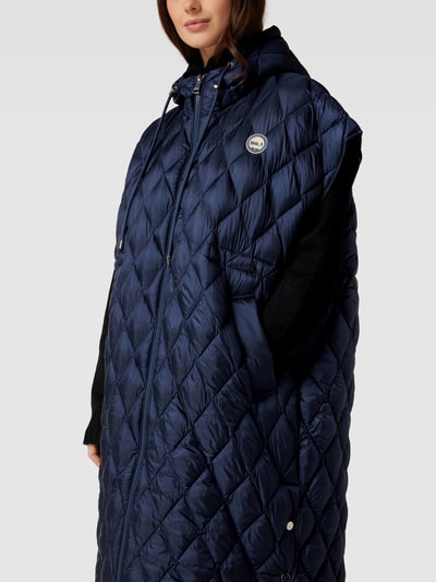 COMO NO 1 Oversized bodywarmer met capuchon, model 'CARLY LONG' Marineblauw - 3