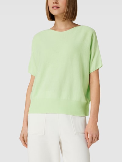 Drykorn Oversized T-shirt in gebreide look, model 'SOMELI' Appeltjesgroen - 4