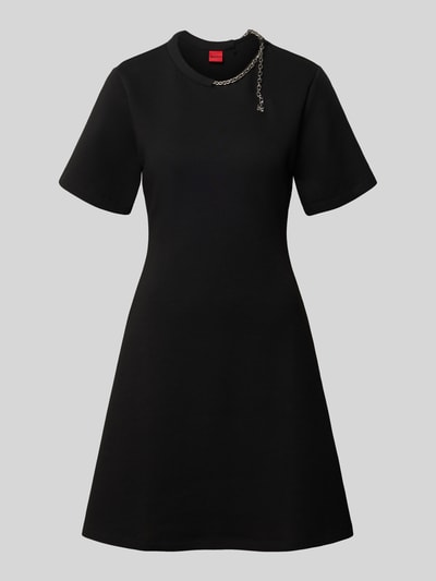Produktfoto, schwarzes Slim Fit Freizeitkleid aus Baumwoll-Mix Modell 'Neriet' von HUGO, Damen Freizeitkleid von HUGO, glatte Oberfläche, ausgestellte Form