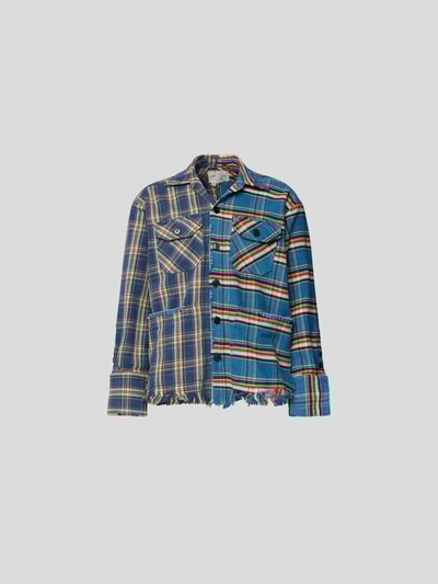 Greg Lauren Freizeithemd mit Karomuster Türkis 2