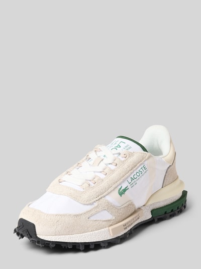 Produktfoto, Sneaker aus Leder-Textile-Mix Modell 'Elite Active' von Lacoste in Weiß mit grünen und beigen Details, Herren Sneaker von Lacoste