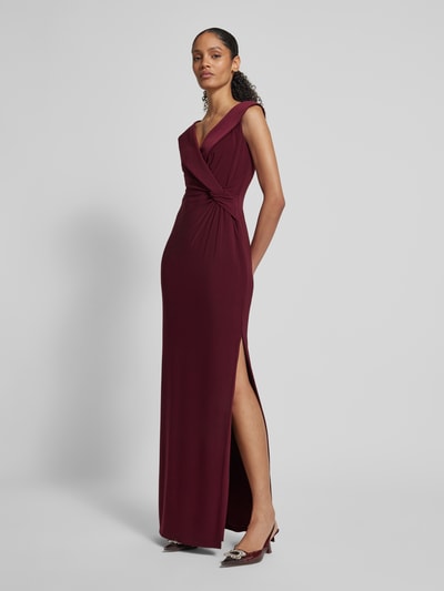 Lauren Ralph Lauren Abendkleid mit Knotendetail Modell 'LEONIDAS' Bordeaux 1