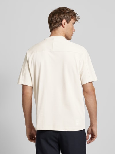 BOSS Orange T-shirt met labelstitching, model 'Natural' Offwhite - 5