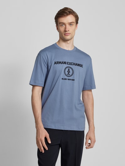 ARMANI EXCHANGE T-Shirt mit geripptem Rundhalsausschnitt Rauchblau 4