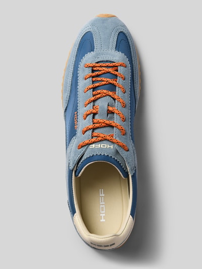 Productfoto, Sneaker aus Leder-Mix Modell 'Bridge' van HOFF in blauw en beige met oranje veters, profielzool, logodetail, afgeronde pasvorm, hakhoogte maat 44: 2 cm, schachthoogte maat 44: 9 cm, schachtbreedte maat 44: 9 cm, heren sneakers.