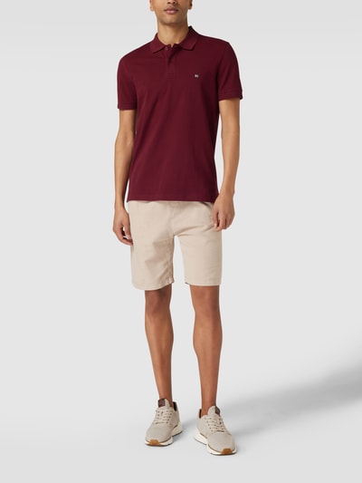 Christian Berg Men Poloshirt mit Label-Stitching Bordeaux Rot 1