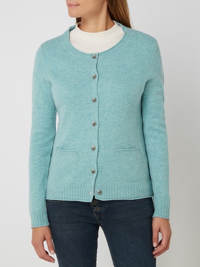 Christian Berg Woman Cardigan van wol  Oceaanblauw gemêleerd - 4