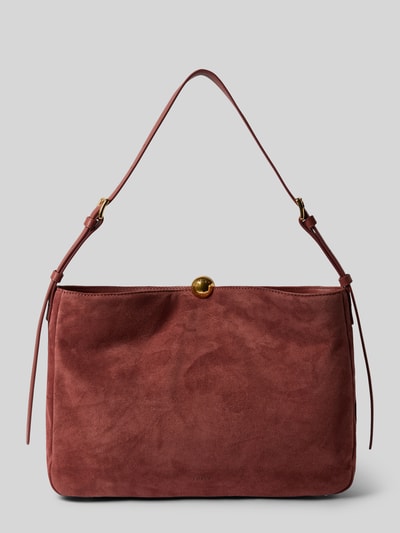 Produktfoto, Schultertasche aus echtem Leder in Rosa, goldener Magnetverschluss, Fransenbesatz, Shoulder Bag aus echtem Leder Modell 'SFERA' von FURLA, verstellbarer Riemen, sichtbare Struktur, Innenfach mit Reißverschluss, 40x26x10 cm, Kontexthinweis Damen-Handtasche