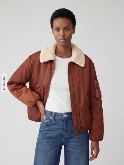 s.Oliver RED LABEL Bomberjacke mit Teddykragen Cognac 4