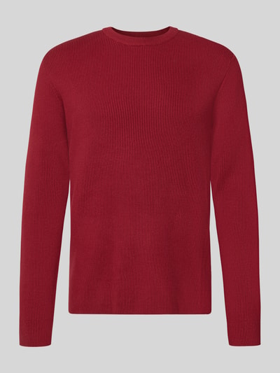 Produktfoto, Slim Fit Strickpullover Baumwoll-Mix von Lindbergh, efekt prążkowania, okrągły dekolt, mieszanka bawełny, krój slim fit