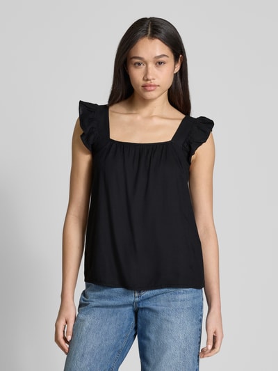 Pieces Relaxed Fit Top aus Viskose-Leinen-Mix Modell 'PIA' Black 4