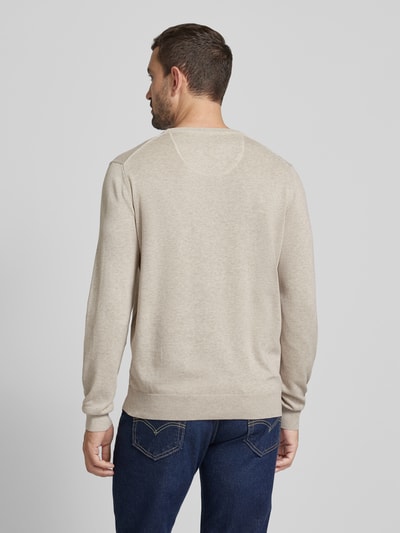 Fynch-Hatton Gebreide pullover met logostitching Offwhite - 5