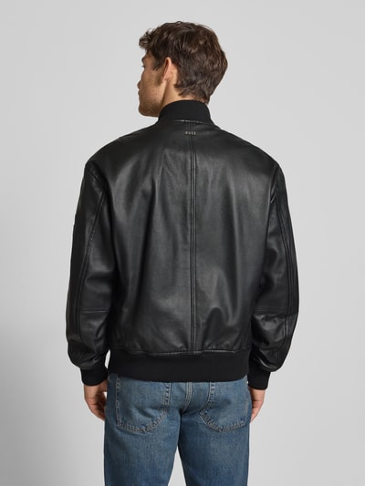 BOSS Orange Regular Fit Lederjacke im College-Stil Modell 'JAKRI' Black 5