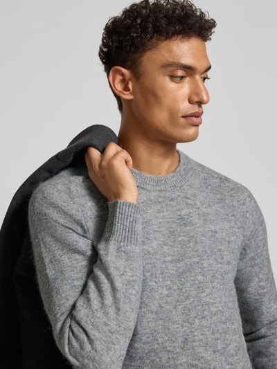 SELECTED HOMME Regular Fit Strickpullover mit Alpaka-Woll-Mix Modell 'RAI' Hellgrau 3