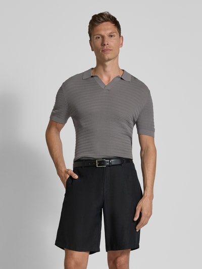 Drykorn Regular fit poloshirt met V-hals, model 'BRAIAN' Middengrijs - 4