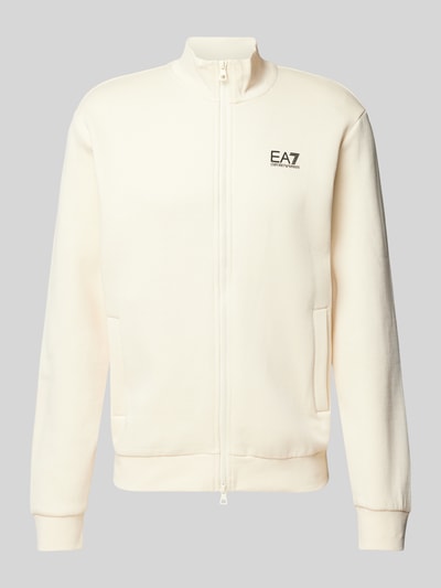 EA7 Emporio Armani Sweatjacke mit Label-Print Offwhite 1