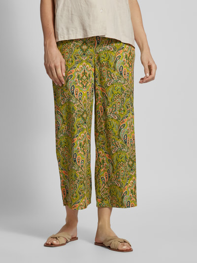 Christian Berg Woman Loose Fit Leinenculotte mit Paisley-Muster Oliv 4