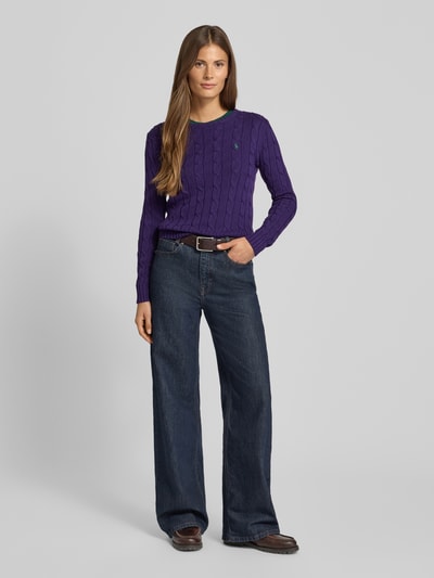 Polo Ralph Lauren Gebreide pullover met labelstitching, model 'JULIANNA' Paars - 1