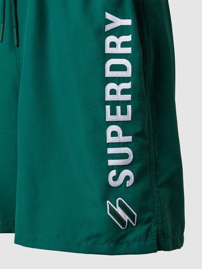 Superdry Zwembroek met labelstitching, model 'CODE' Smaragdgroen - 2