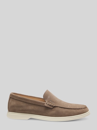 BOSS Instappers van echt leer Beige - 5