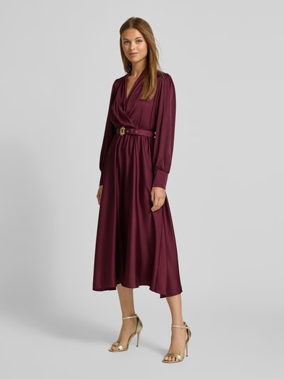 Rinascimento Regular Fit Cocktailkleid in Wickel-Optik Bordeaux 1