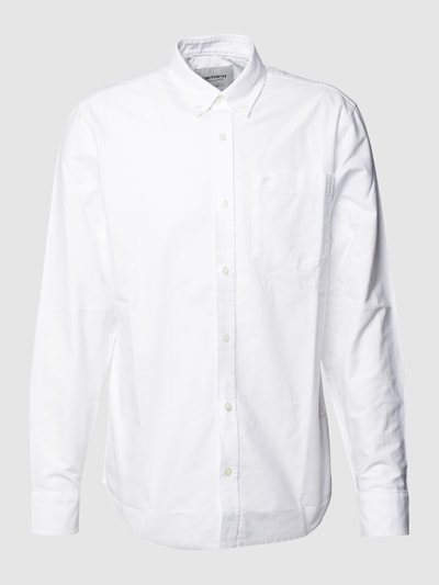 Carhartt Work In Progress Regular Fit Freizeithemd mit Button-Down-Kragen Modell 'LOGO' Weiss 1