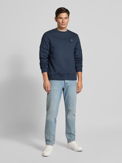 Wood Wood Sweatshirt mit Logo-Badge Modell 'Tye' Dunkelblau 1