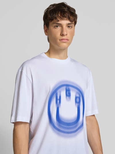 Hugo Blue T-Shirt mit Logo-Print Modell 'Nalax' Weiss 3