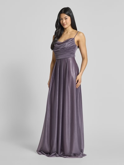 TROYDEN COLLECTION Abendkleid mit Wasserfall-Ausschnitt Flieder Melange 1