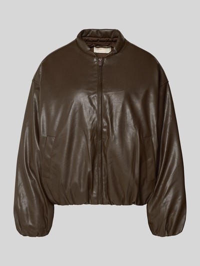 ANOTHER COTTON LAB Bomberjacke aus Kunstleder mit Reißverschluss Mittelbraun 2