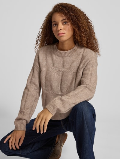 Pieces Relaxed Fit Strickpullover mit Woll-Anteil Modell 'JENNA' Beige 3