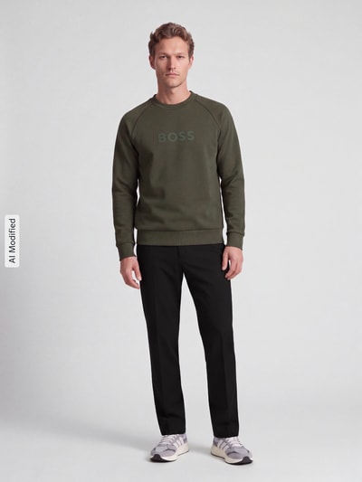 BOSS Green Sweatshirt mit tonalem Logo-Schriftzug Modell 'Salbo' Dunkelgruen 1