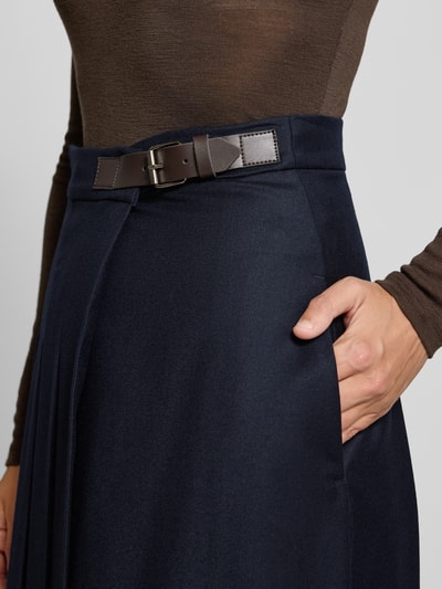 Weekend Max Mara Spódnica kopertowa rozkloszowana z mieszanki żywej wełny model ‘FASTOSO’ Granatowy 3