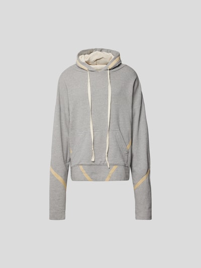 Greg Lauren Hoodie mit Kontraststreifen Hellgrau Melange 2