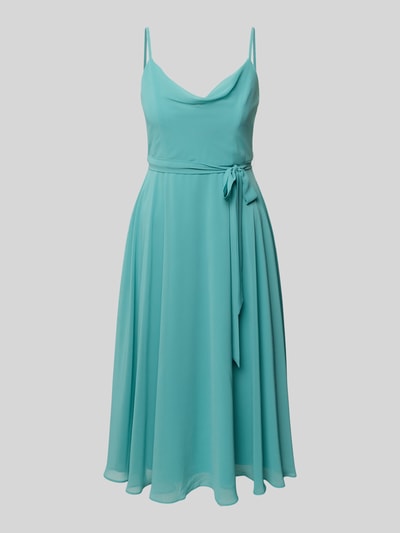 Jake*s Cocktail Knielanges Cocktailkleid mit Bindegürtel Blau 2