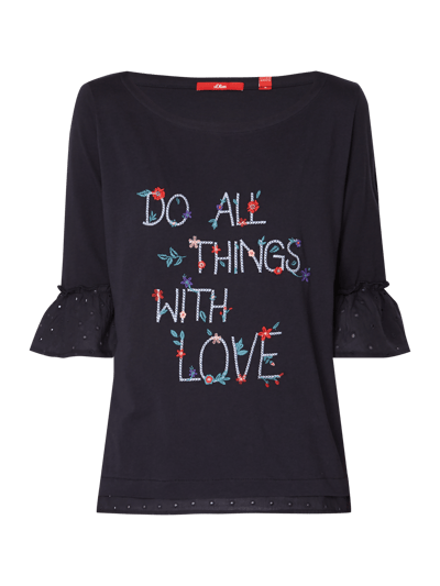 s.Oliver RED LABEL Shirt mit Message-Stickerei Dunkelblau 2