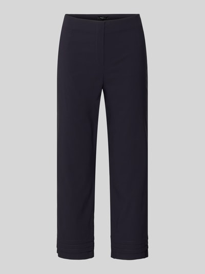 Produktfoto, Caprihose aus Viskose-Mix Modell 'Ina' von STEHMANN in Dunkelblau, Slim-Fit mit Drapierungen, Stretch-Anteil, Damen, schlichte Oberfläche